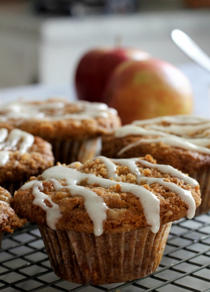 Apple Streusel Muffins with Vanilla Glaze - Pallet and Pantry