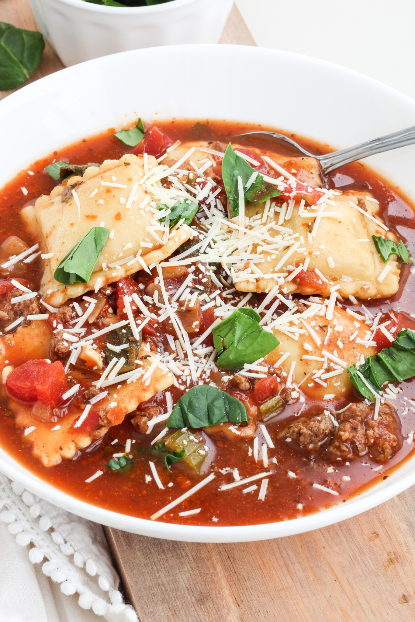 Slow Cooker Beef and Ravioli Soup - Pallet and Pantry