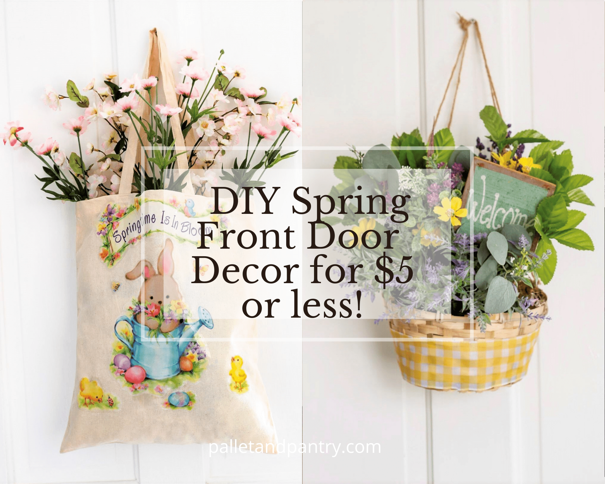 Spring Door Decor with a Straw Purse from the Thrift Store